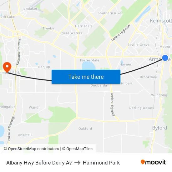 Albany Hwy Before Derry Av to Hammond Park map