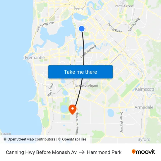 Canning Hwy Before Monash Av to Hammond Park map
