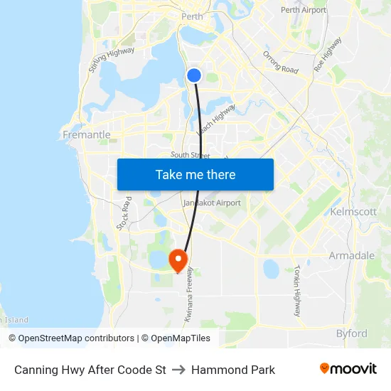 Canning Hwy After Coode St to Hammond Park map