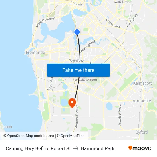 Canning Hwy Before Robert St to Hammond Park map