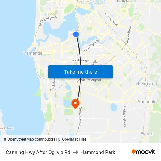 Canning Hwy After Ogilvie Rd to Hammond Park map