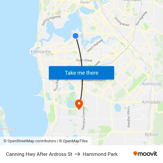 Canning Hwy After Ardross St to Hammond Park map