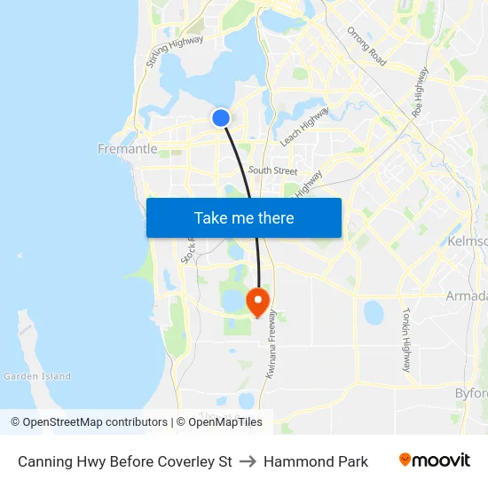 Canning Hwy Before Coverley St to Hammond Park map