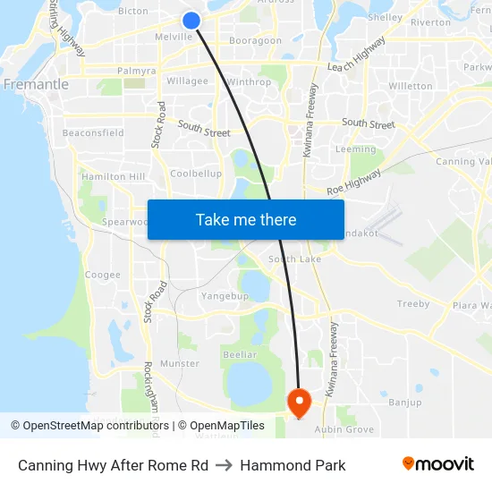 Canning Hwy After Rome Rd to Hammond Park map