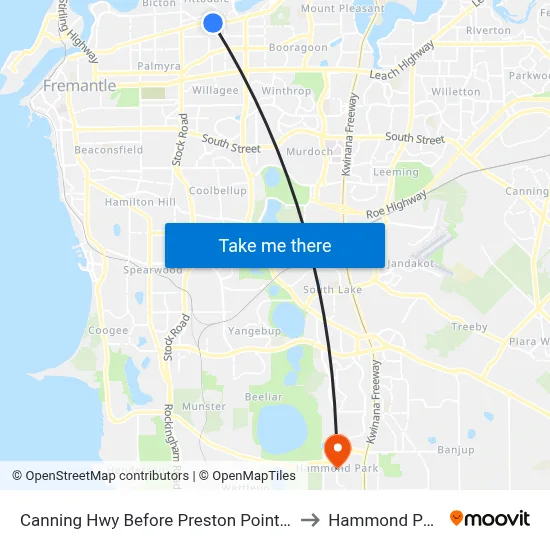 Canning Hwy Before Preston Point Rd to Hammond Park map