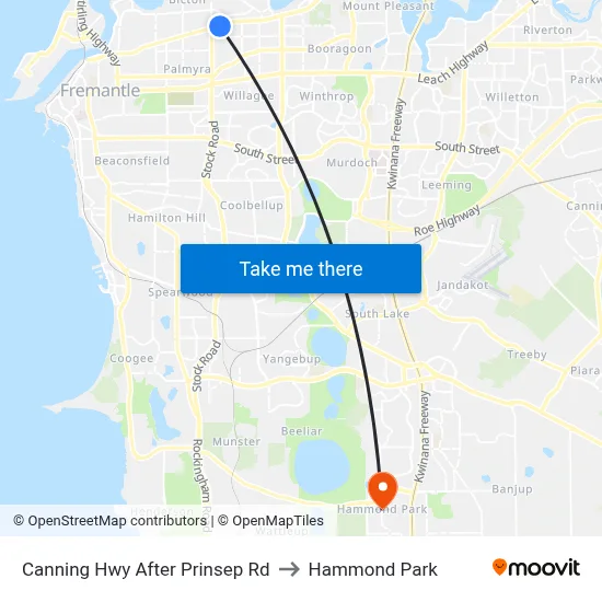 Canning Hwy After Prinsep Rd to Hammond Park map