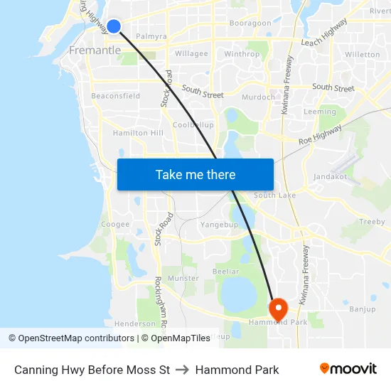 Canning Hwy Before Moss St to Hammond Park map