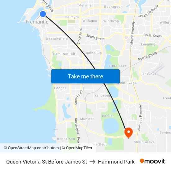 Queen Victoria St Before James St to Hammond Park map