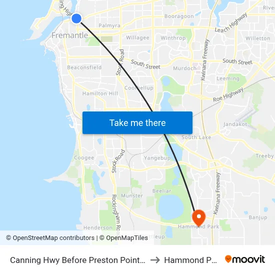 Canning Hwy Before Preston Point Rd to Hammond Park map