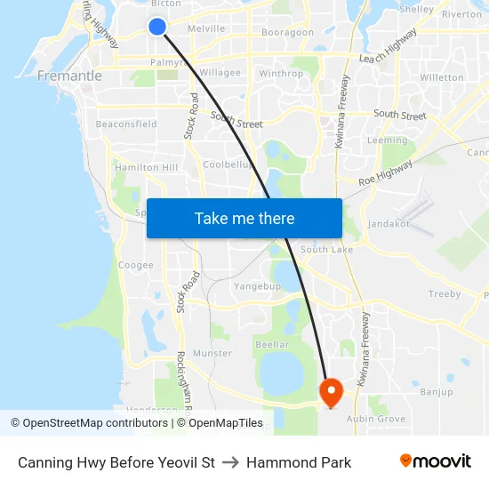 Canning Hwy Before Yeovil St to Hammond Park map
