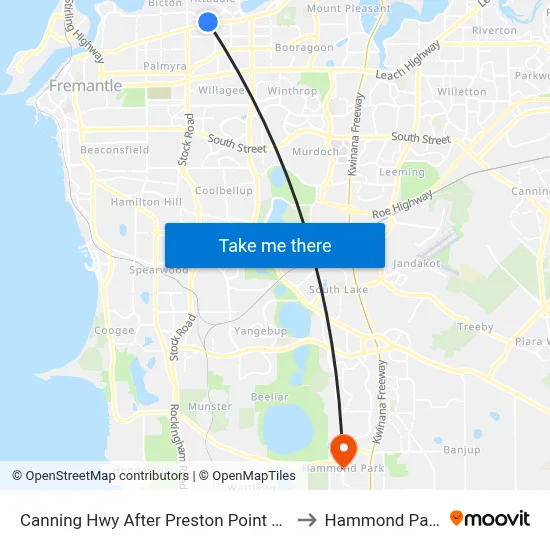 Canning Hwy After Preston Point Rd to Hammond Park map