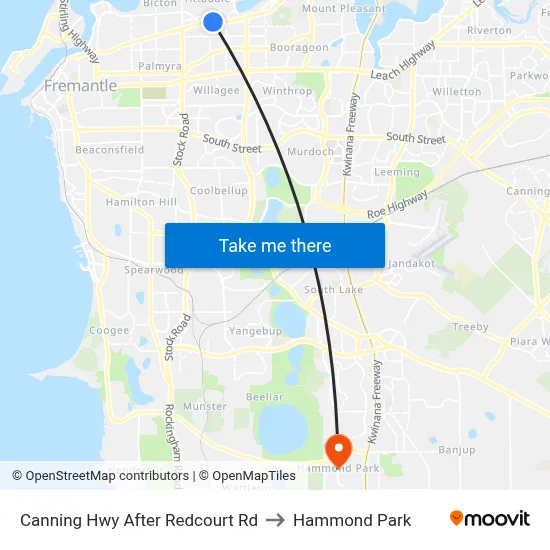 Canning Hwy After Redcourt Rd to Hammond Park map