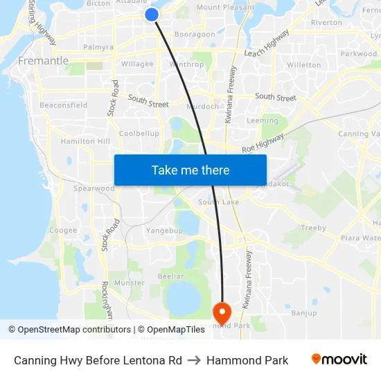 Canning Hwy Before Lentona Rd to Hammond Park map