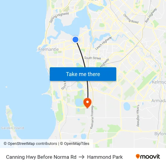 Canning Hwy Before Norma Rd to Hammond Park map