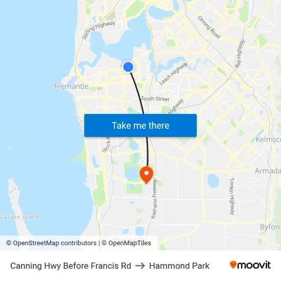 Canning Hwy Before Francis Rd to Hammond Park map