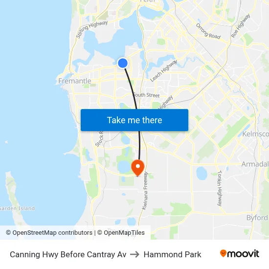 Canning Hwy Before Cantray Av to Hammond Park map