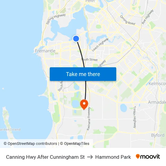 Canning Hwy After Cunningham St to Hammond Park map