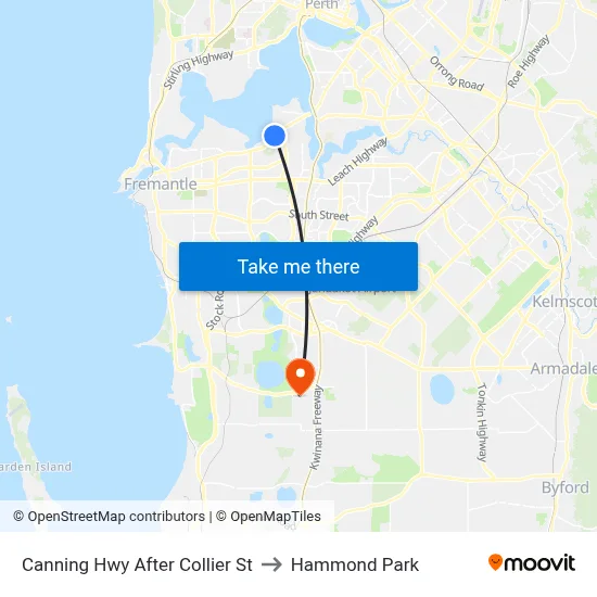 Canning Hwy After Collier St to Hammond Park map
