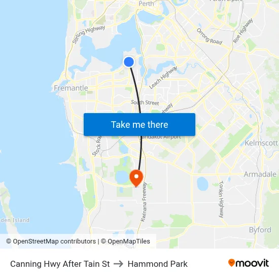 Canning Hwy After Tain St to Hammond Park map