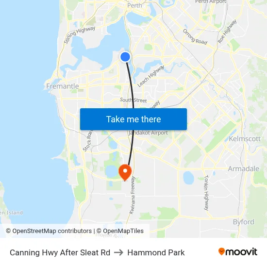Canning Hwy After Sleat Rd to Hammond Park map