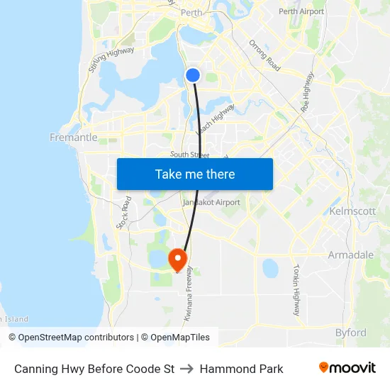 Canning Hwy Before Coode St to Hammond Park map