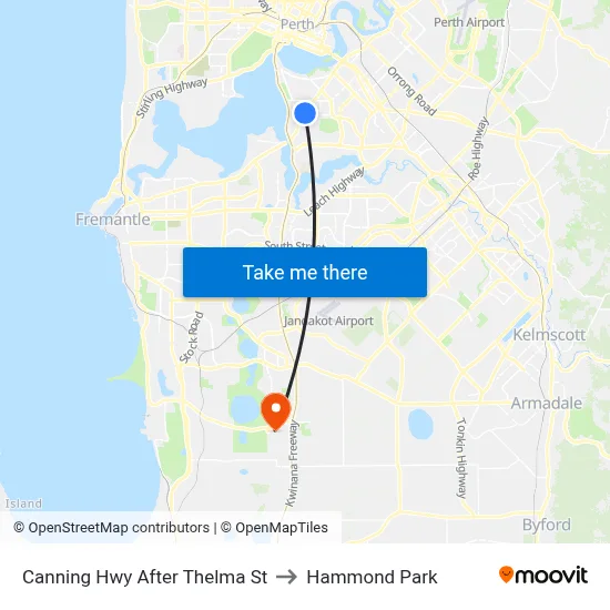 Canning Hwy After Thelma St to Hammond Park map