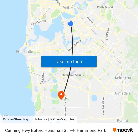 Canning Hwy Before Hensman St to Hammond Park map