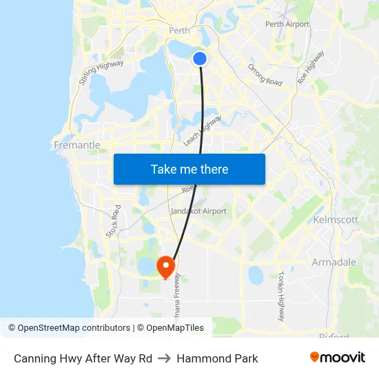 Canning Hwy After Way Rd to Hammond Park map