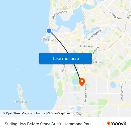 Stirling Hwy Before Stone St to Hammond Park map