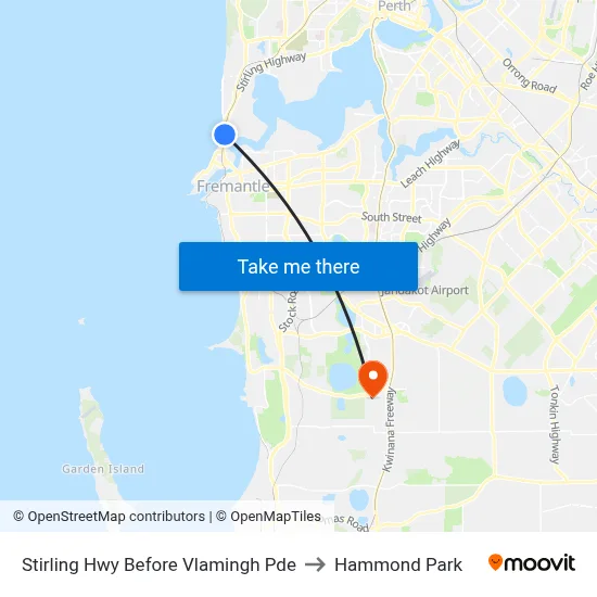 Stirling Hwy Before Vlamingh Pde to Hammond Park map