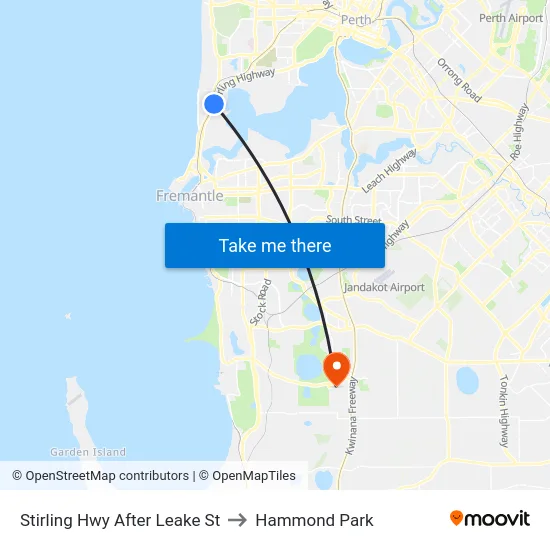 Stirling Hwy After Leake St to Hammond Park map