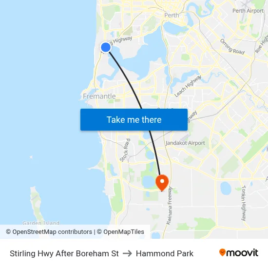Stirling Hwy After Boreham St to Hammond Park map