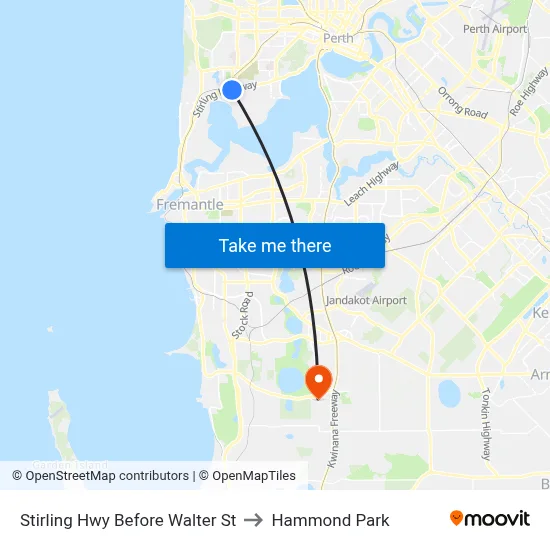 Stirling Hwy Before Walter St to Hammond Park map