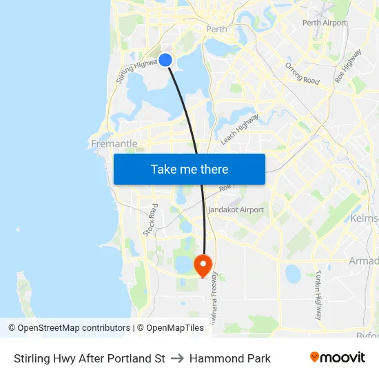 Stirling Hwy After Portland St to Hammond Park map