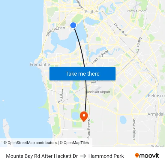 Mounts Bay Rd After Hackett Dr to Hammond Park map