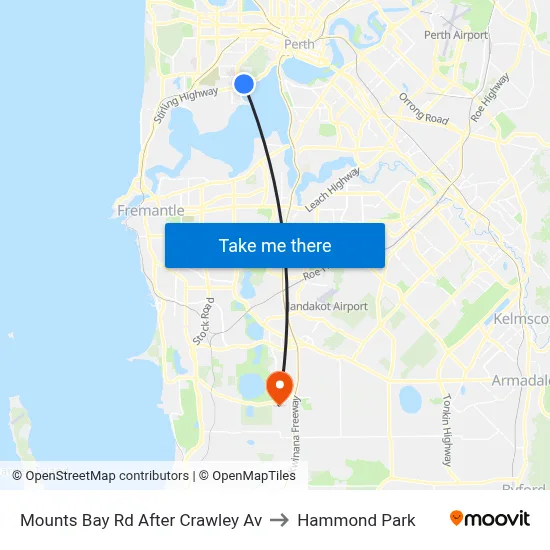 Mounts Bay Rd After Crawley Av to Hammond Park map