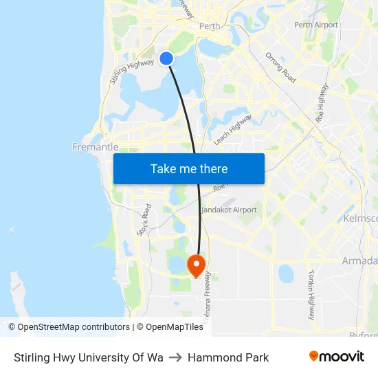 Stirling Hwy University Of Wa to Hammond Park map