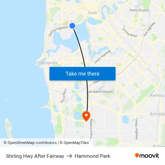 Stirling Hwy After Fairway to Hammond Park map