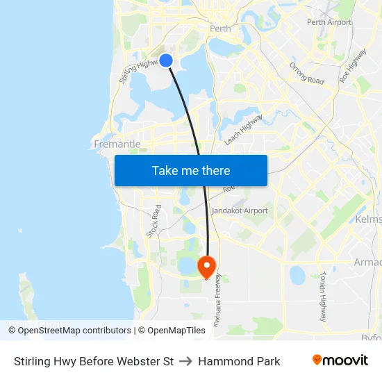 Stirling Hwy Before Webster St to Hammond Park map