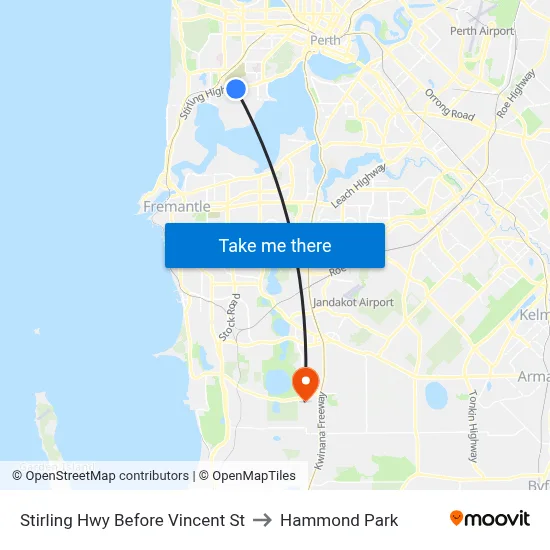 Stirling Hwy Before Vincent St to Hammond Park map