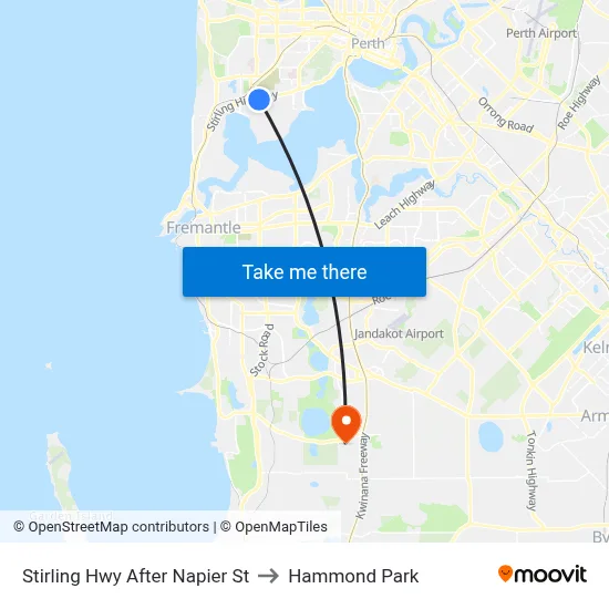 Stirling Hwy After Napier St to Hammond Park map