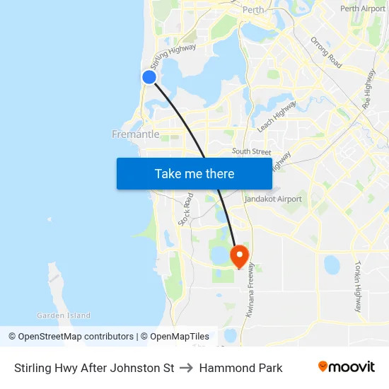 Stirling Hwy After Johnston St to Hammond Park map