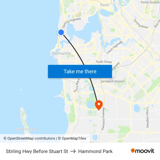 Stirling Hwy Before Stuart St to Hammond Park map