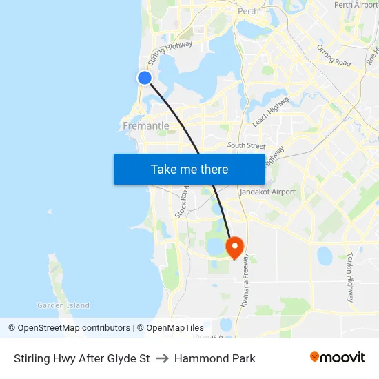 Stirling Hwy After Glyde St to Hammond Park map