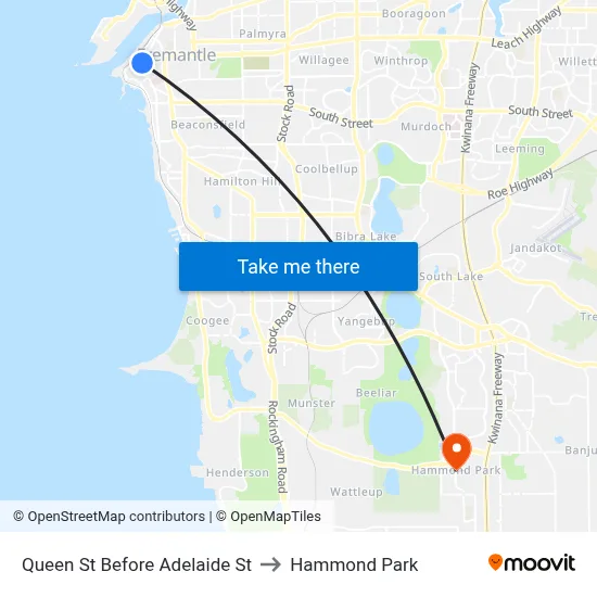Queen St Before Adelaide St to Hammond Park map