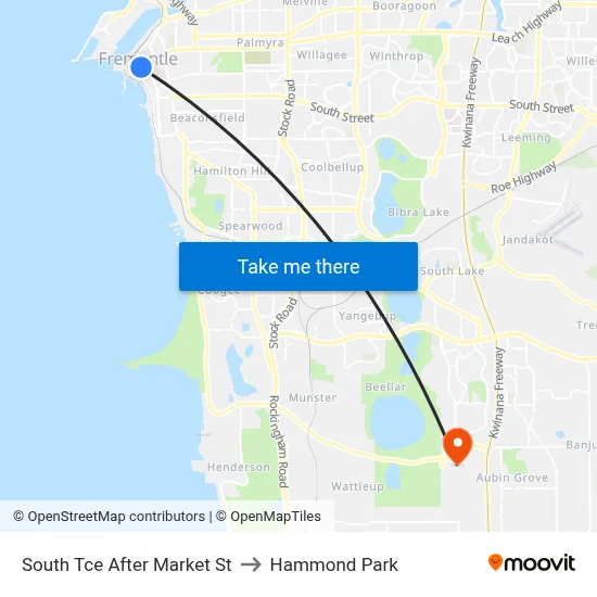 South Tce After Market St to Hammond Park map