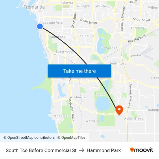 South Tce Before Commercial St to Hammond Park map