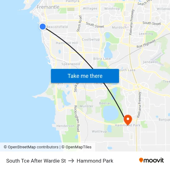 South Tce After Wardie St to Hammond Park map