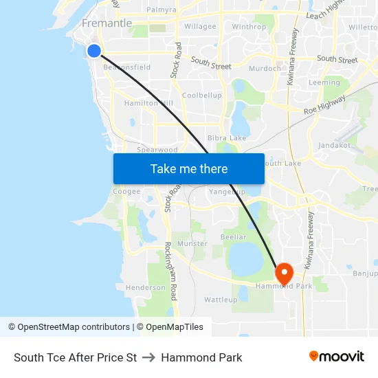 South Tce After Price St to Hammond Park map