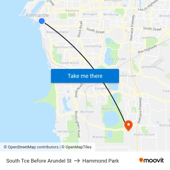 South Tce Before Arundel St to Hammond Park map
